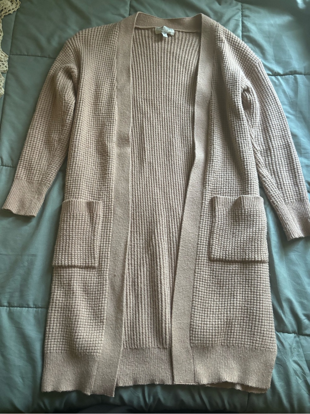 Long Open-Front Women’s Cardigan Sweater - Beige